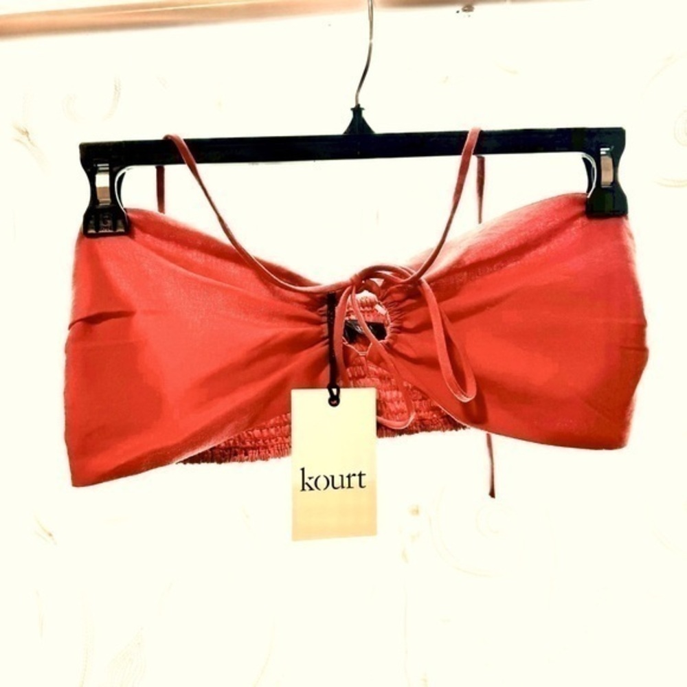 NWT Women’s Linen Blend Bandeau Halter top by Kourt